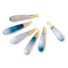 29x6mm Gold Leafed Blue Banded Agate Teardrop Pendant 1 Bead - The Bead Traders