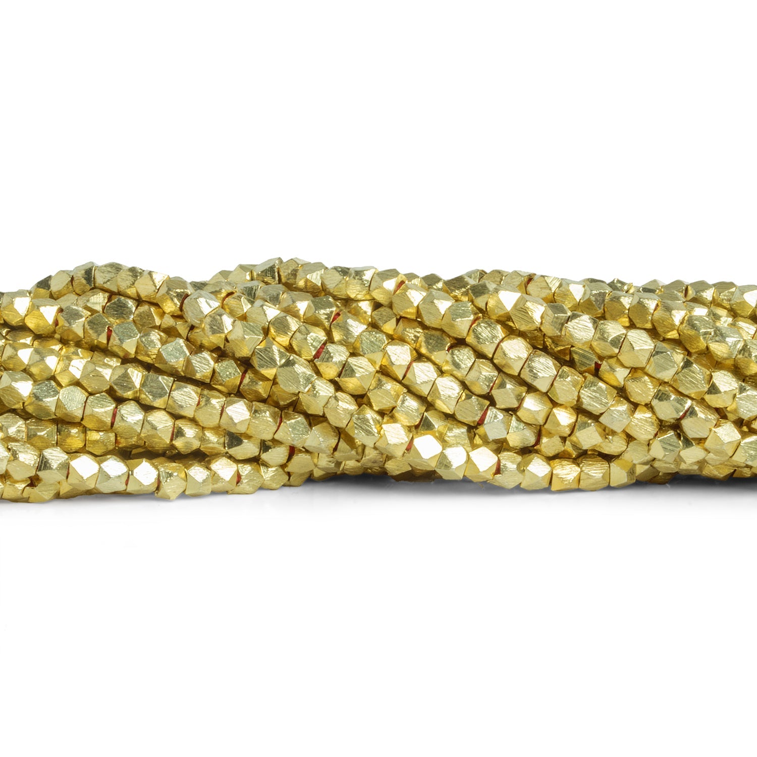 2mm 14kt Gold Plated Copper Brushed Nuggets 8 inch 75 beads - The Bead Traders