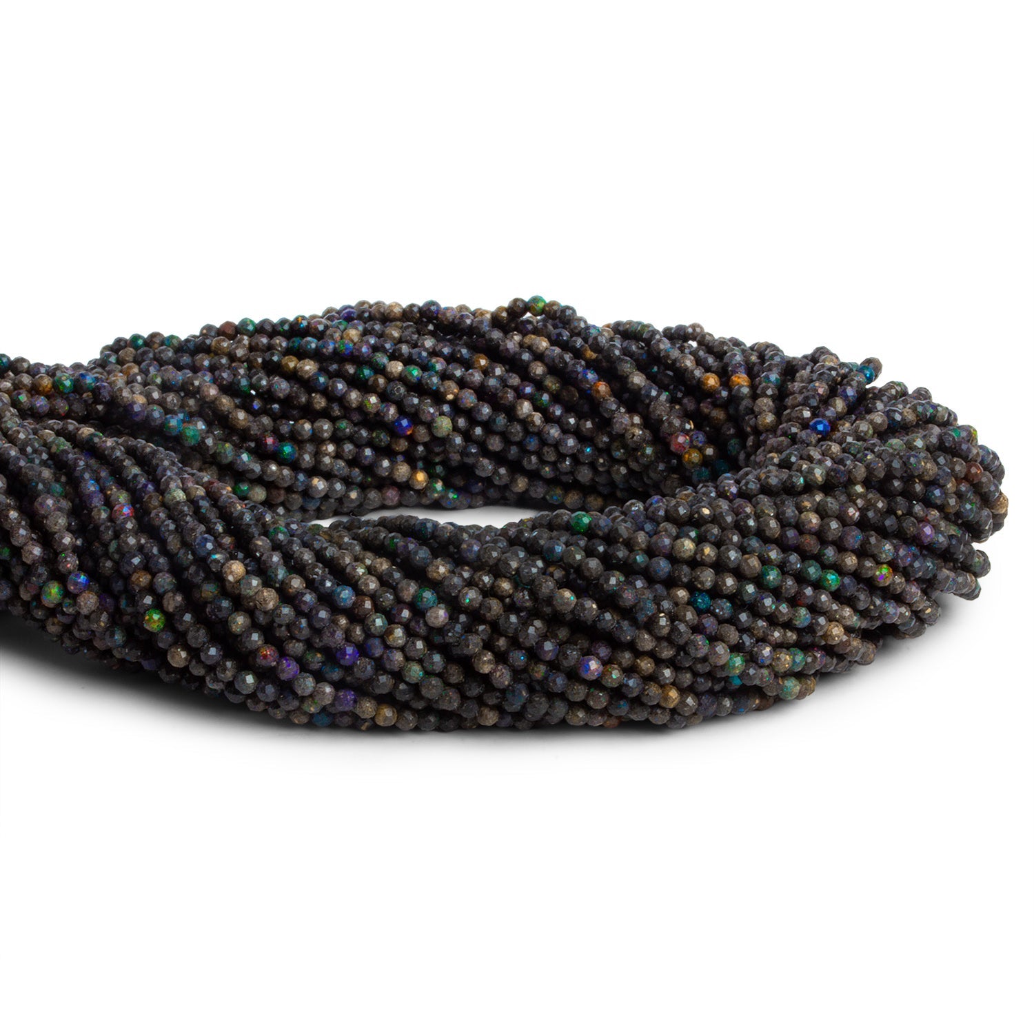 2mm Australian Boulder Opal Faceted Rounds 12 inch 140 beads - The Bead Traders