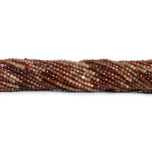 2mm Brown Shaded Zircon Microfaceted Round 12 inch 150 beads