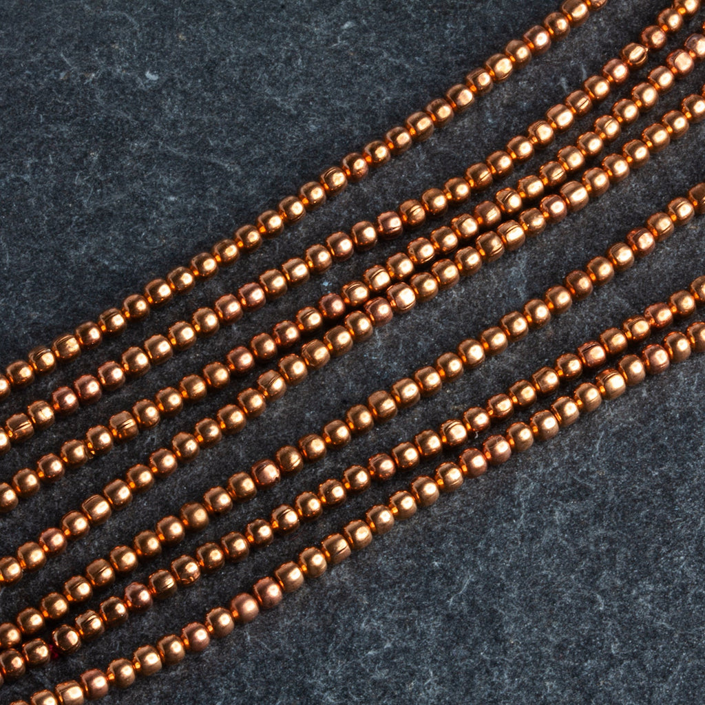 2mm Copper Plain Round Beads 8 inch 104 beads - The Bead Traders