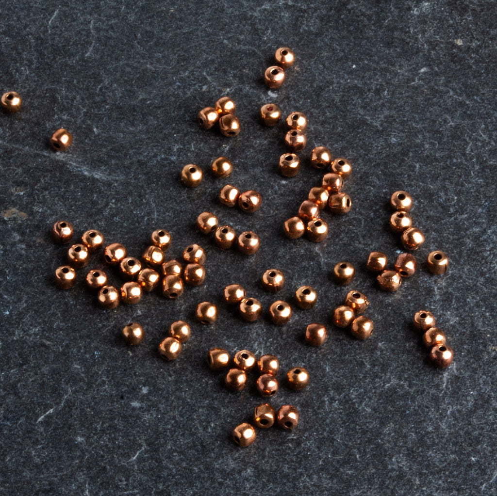 2mm Copper Plain Round Beads 8 inch 104 beads - The Bead Traders