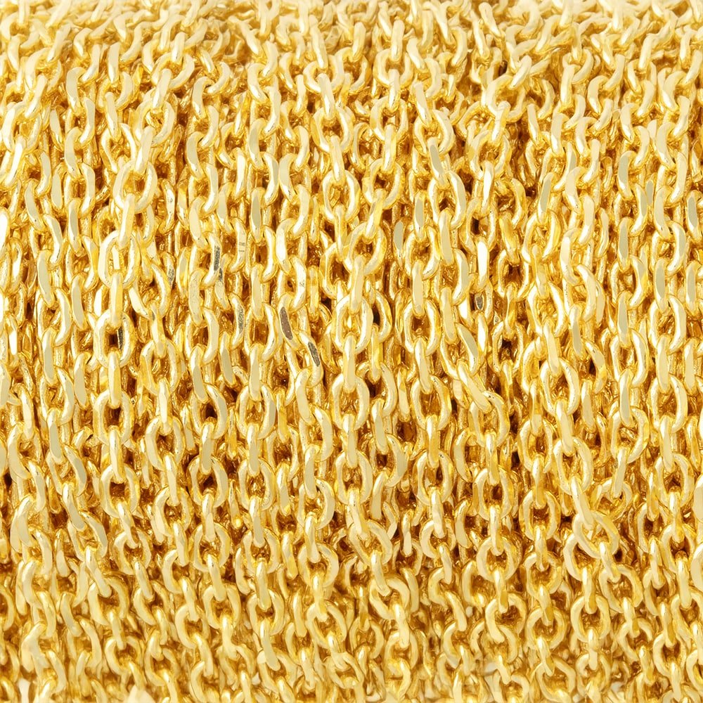 2mm Gold Plated Divot Oval Link Chain 3 Feet - The Bead Traders
