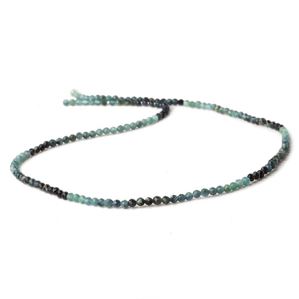 2mm Indicolite Blue Tourmaline Microfraceteed Rounds 13 inch 150 beads AA - The Bead Traders