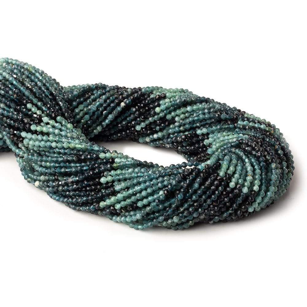 2mm Indicolite Blue Tourmaline Microfraceteed Rounds 13 inch 150 beads AA - The Bead Traders