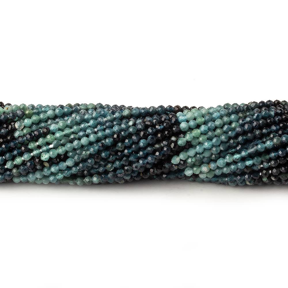 2mm Indicolite Blue Tourmaline Microfraceteed Rounds 13 inch 150 beads AA - The Bead Traders