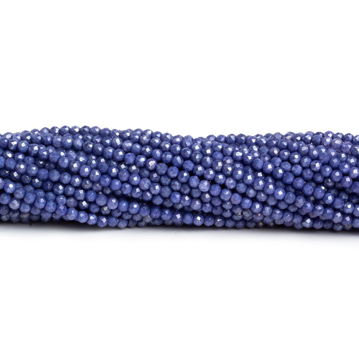 2mm Moody Blue Quartz Microfaceted Rounds 12 inch 135 beads - The Bead Traders