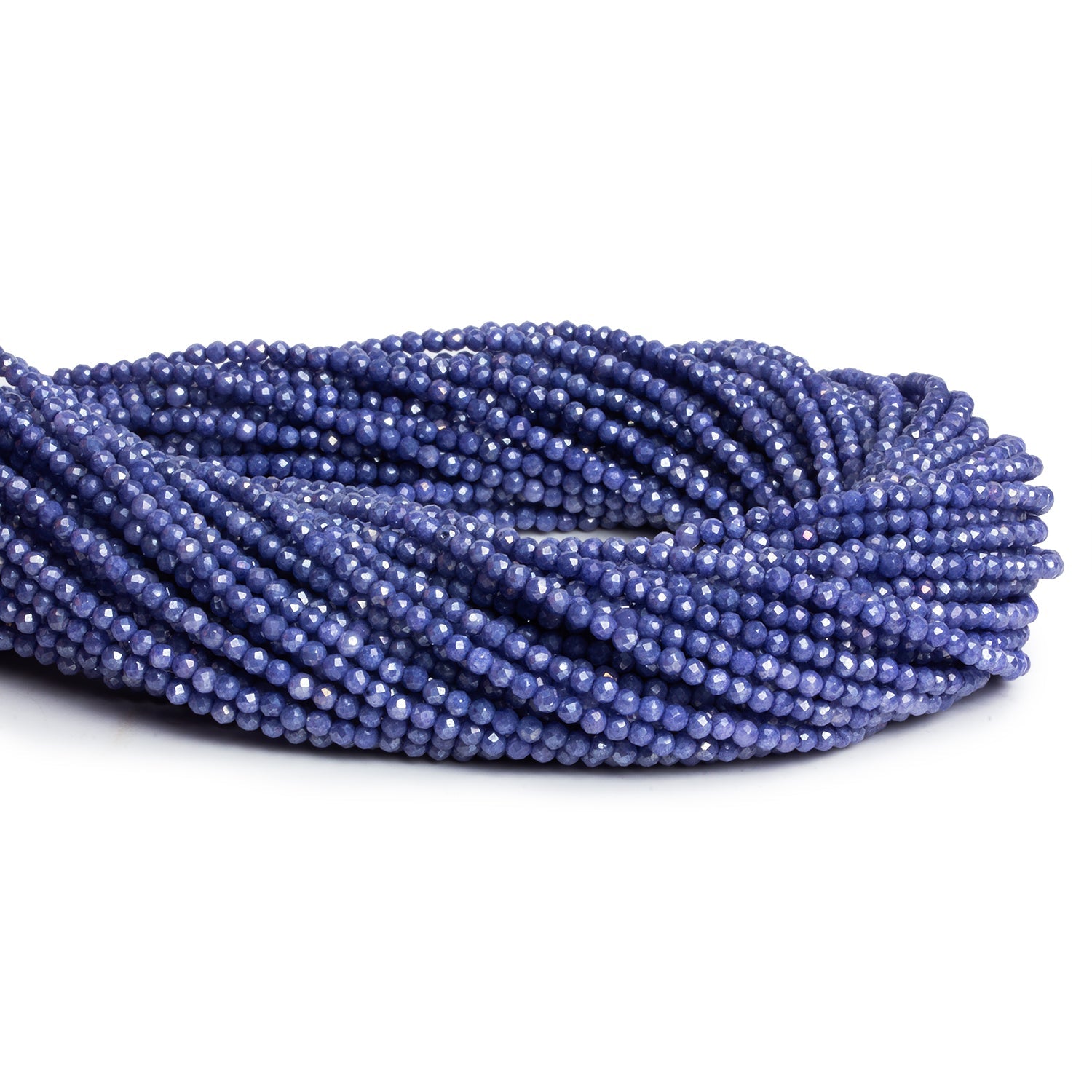 2mm Moody Blue Quartz Microfaceted Rounds 12 inch 135 beads - The Bead Traders