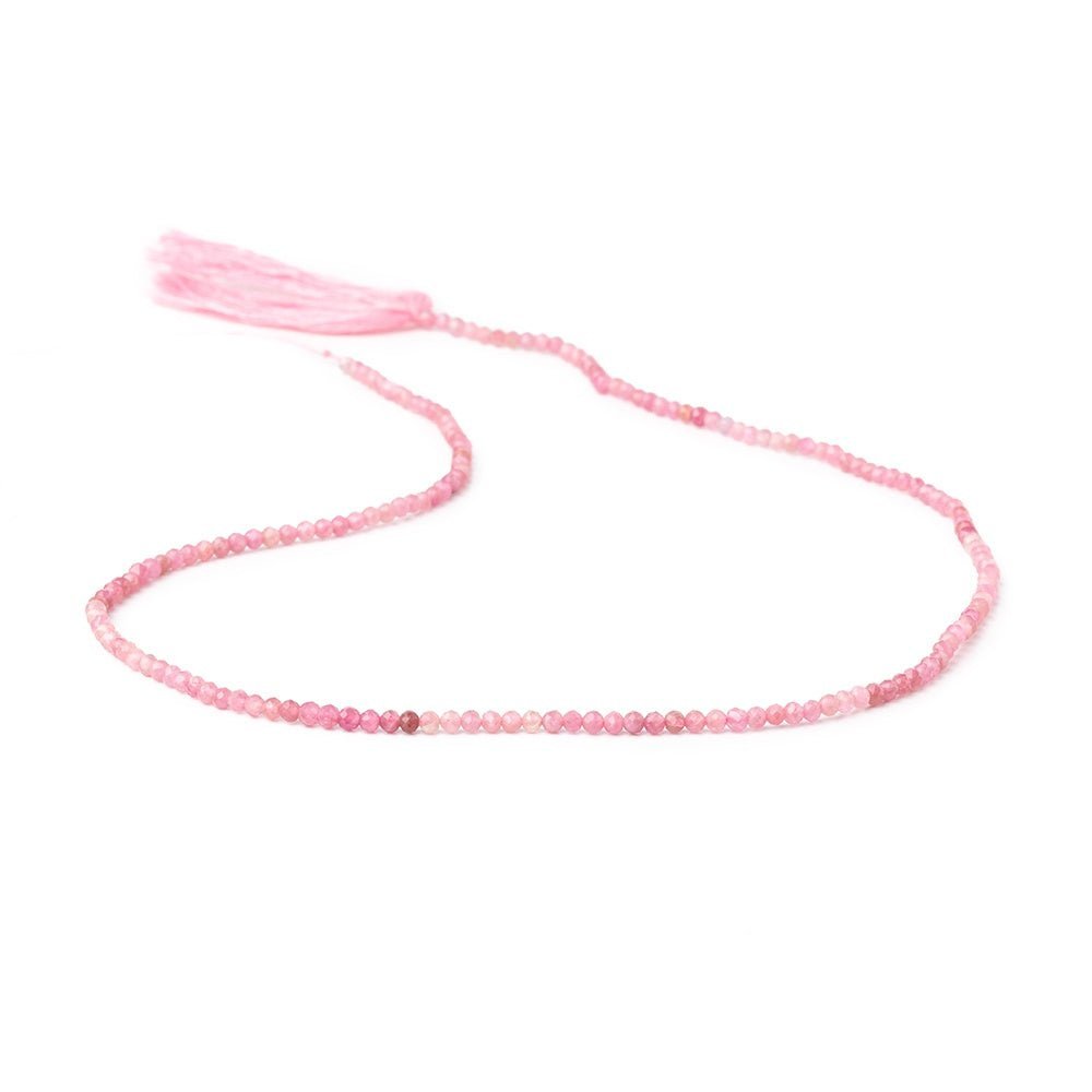 2mm Pink Tourmaline Micro Faceted Rounds 12.5 inch 174 beads - The Bead Traders