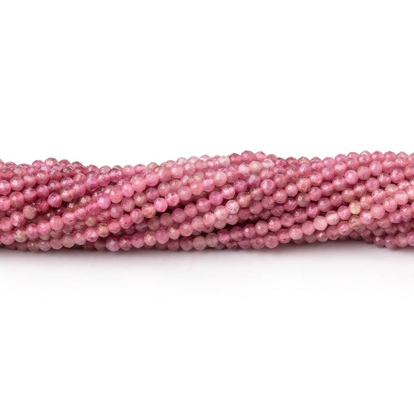 2mm Pink Tourmaline Micro Faceted Rounds 12.5 inch 174 beads