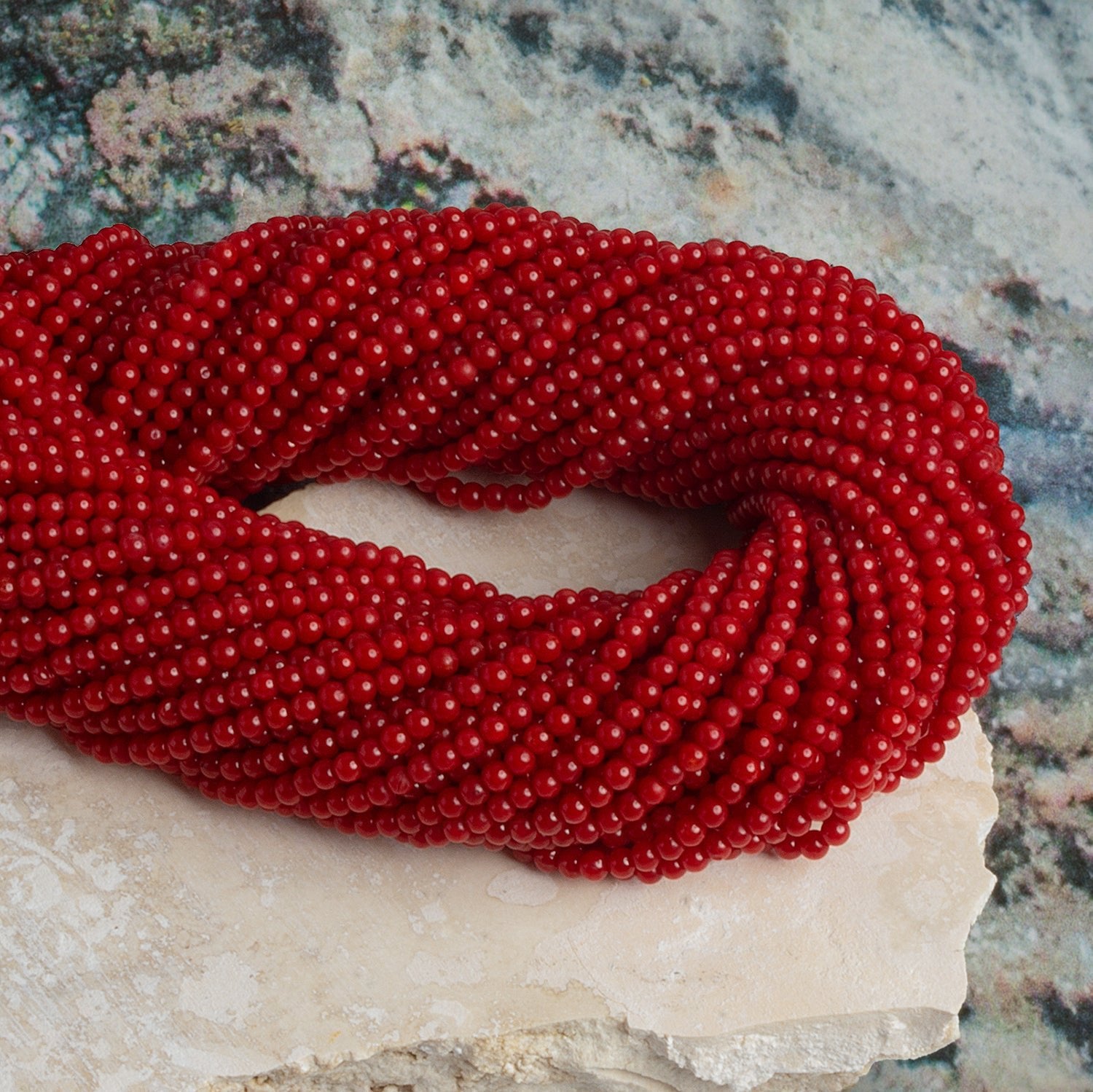2mm Red Coral Rounds 16 inch 175 beads - The Bead Traders