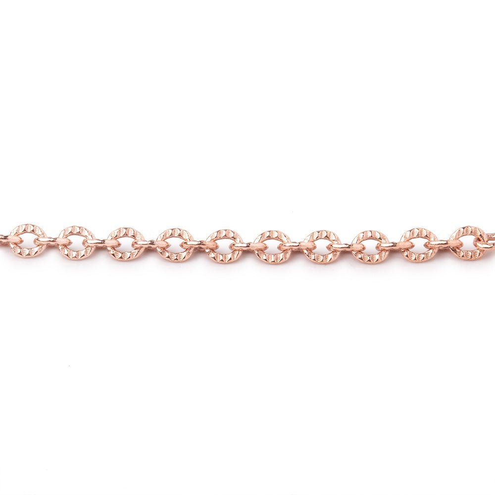 2mm Rose Gold plated Small Corrugated Oval Chain 3 Feet - The Bead Traders