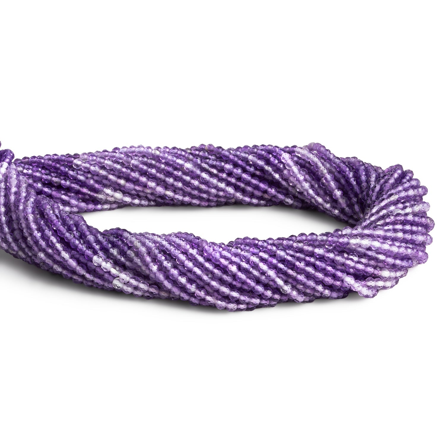 2mm Shaded Amethyst Microfaceted Rounds 12 inch 150 beads - The Bead Traders