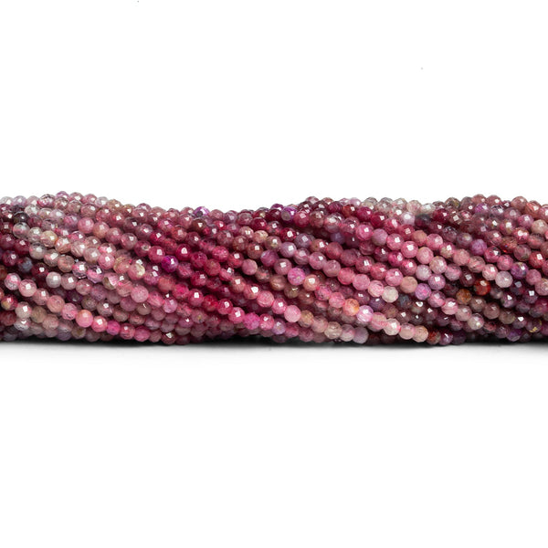 2mm Shaded Ruby Microfaceted Rounds 12 inch 155 Beads