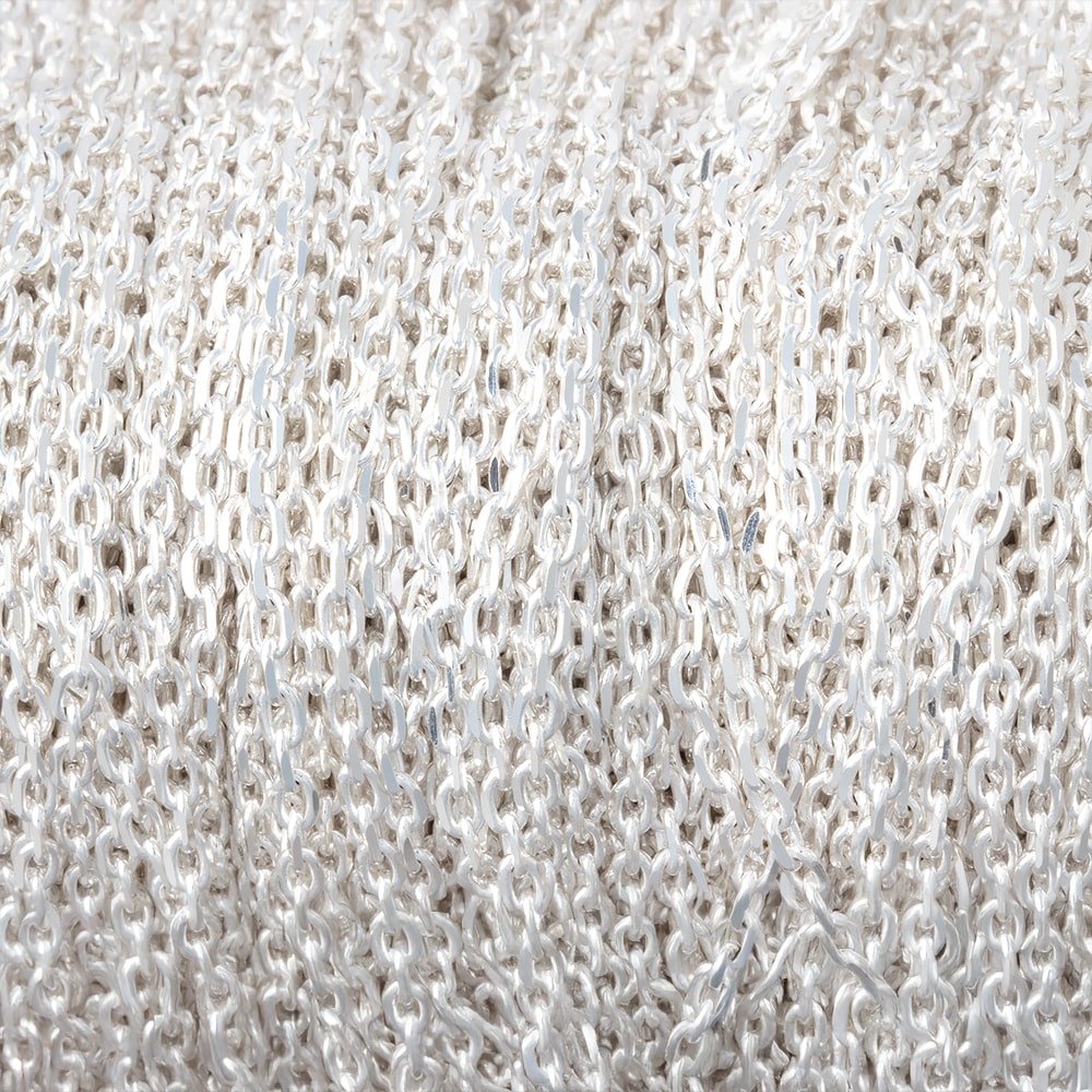 2mm Silver Plated Divot Oval Link Chain 3 Feet - The Bead Traders