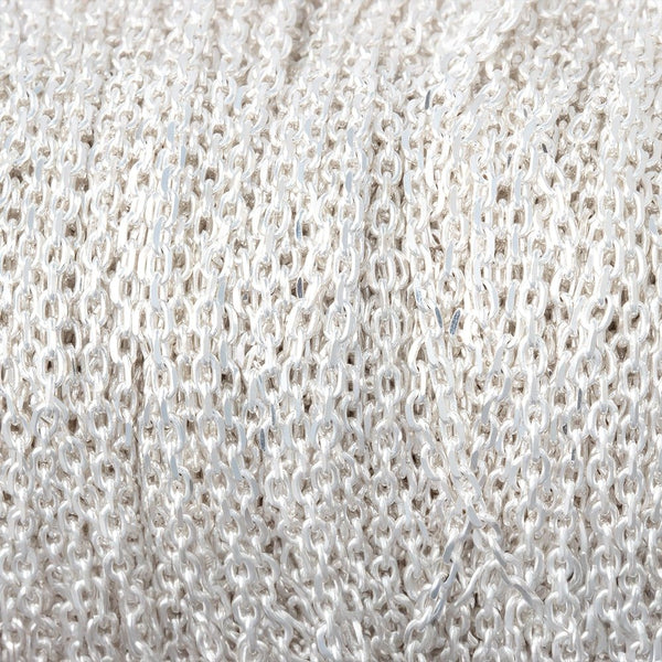2mm Silver Plated Divot Oval Link Chain 3 Feet