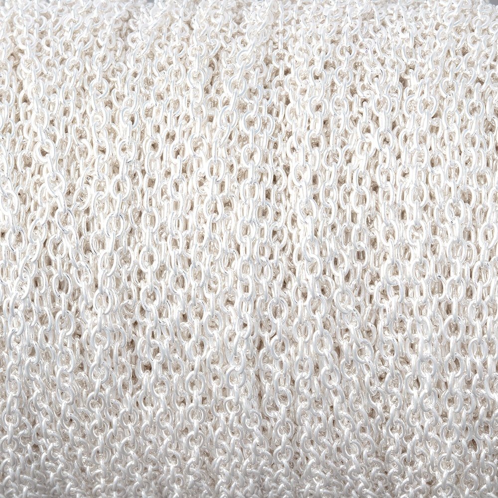 2mm Silver Plated Oval Link Chain 3 Feet - The Bead Traders