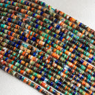 2mm Spiny Oyster, Lapis Lazuli & Turquoise Heishis 15 inch 370 beads - The Bead Traders