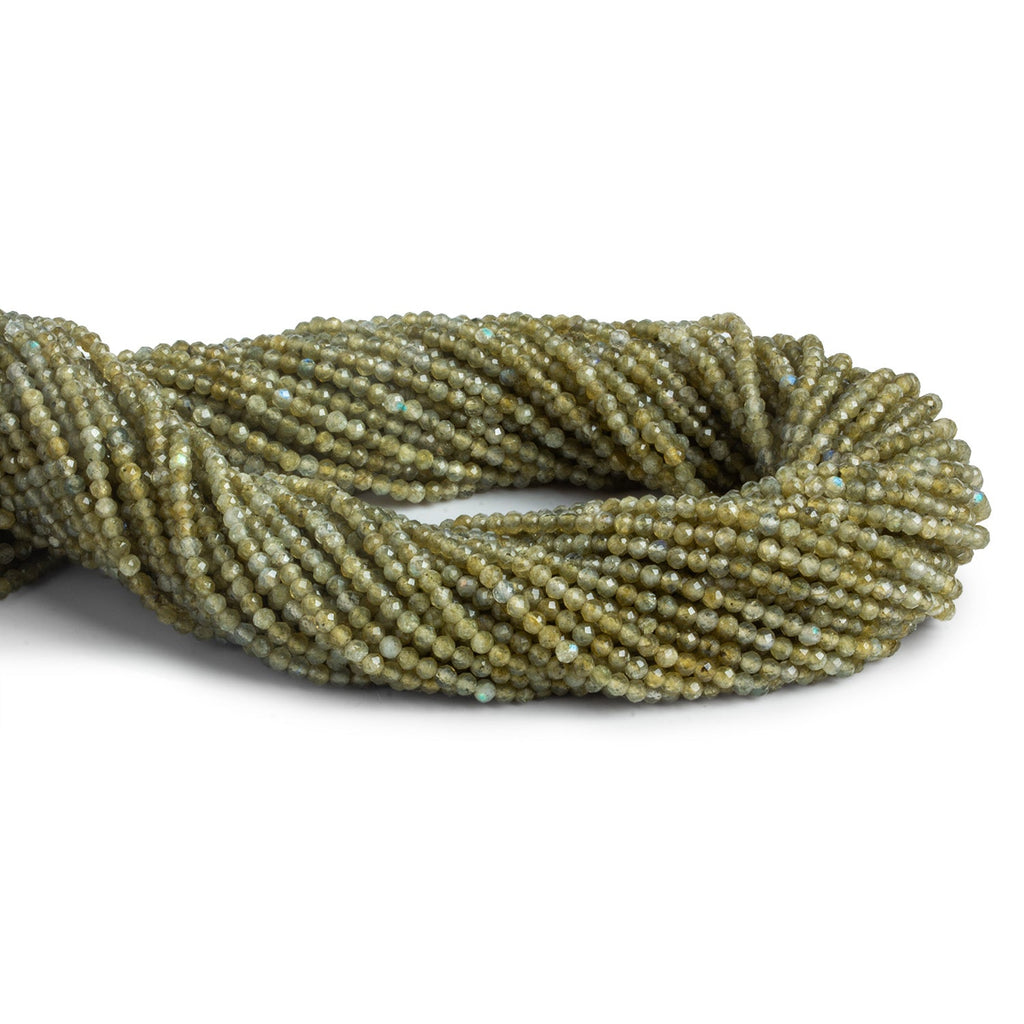 2mm Yellow Labradorite Micro Faceted Rounds 12 inch 155 beads - The Bead Traders