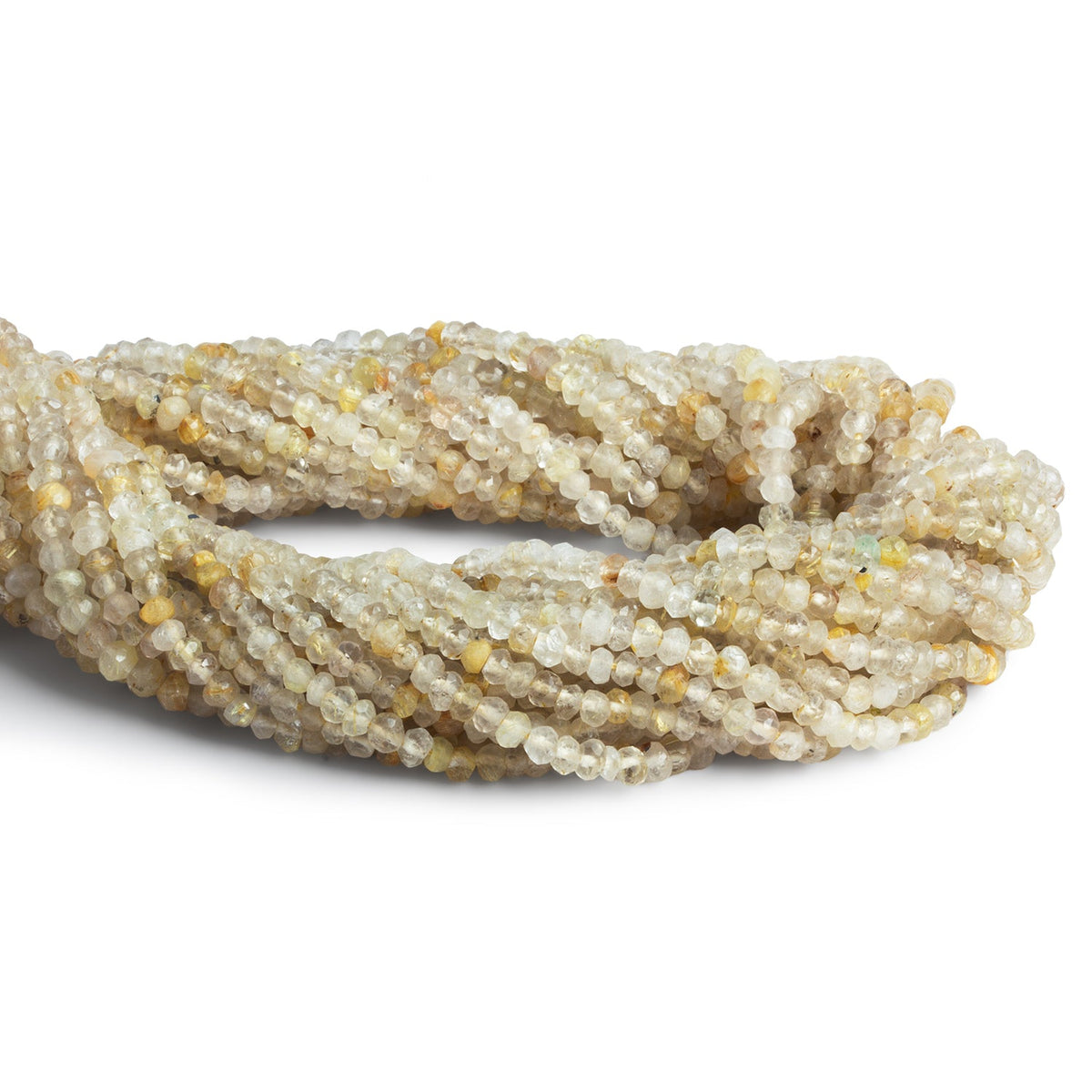 3-3.5mm Golden Rutilated Quartz Faceted Rondelle Beads 13.5 inch 116 pieces - The Bead Traders
