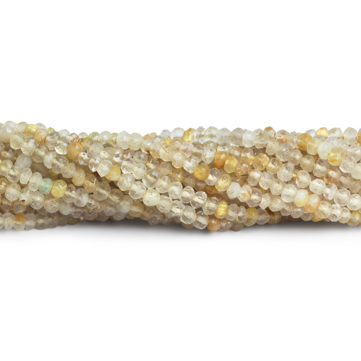 3-3.5mm Golden Rutilated Quartz Faceted Rondelle Beads 13.5 inch 116 pieces - The Bead Traders