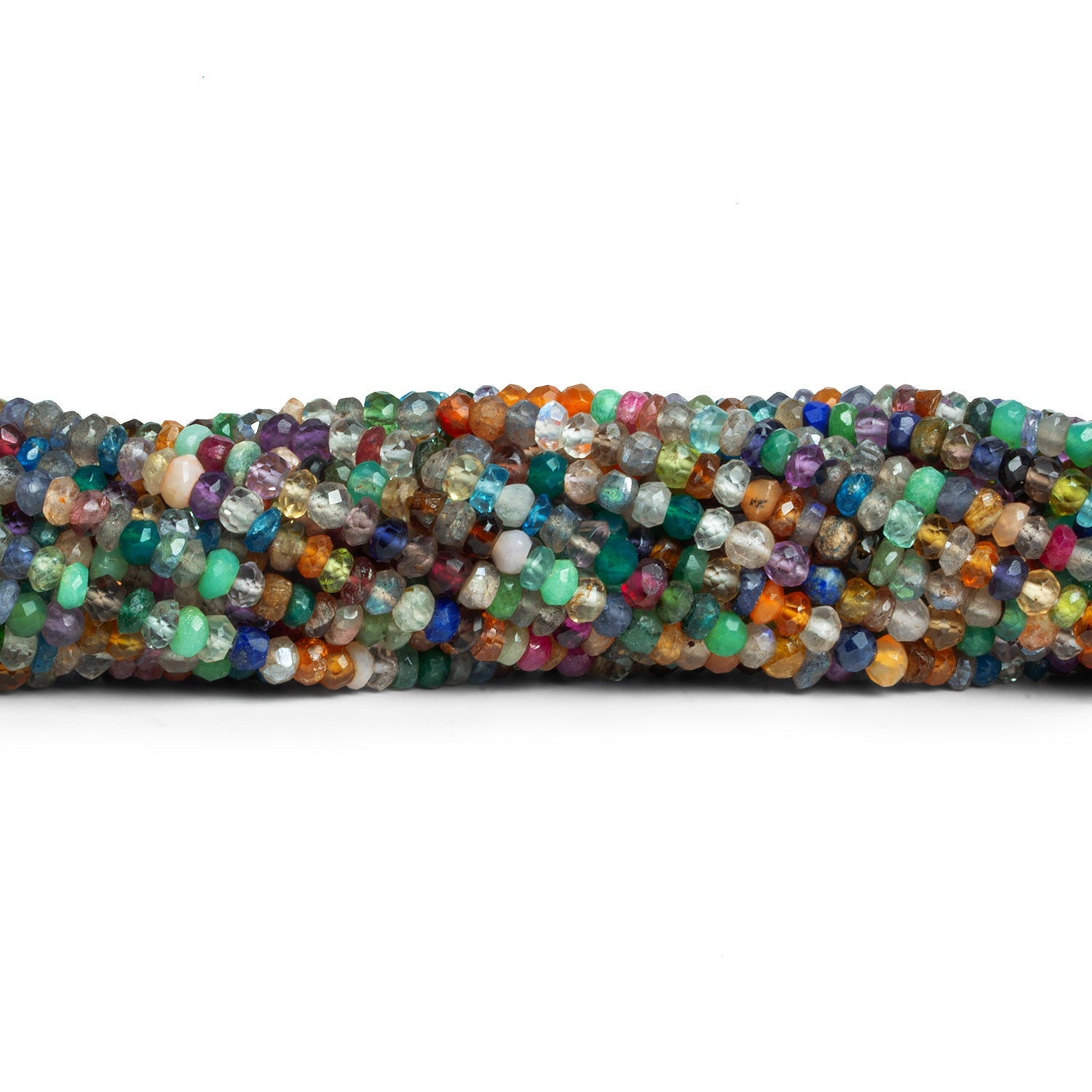 3 - 3.5mm Multi Gemstone Handcut Rondelles 14 inch 155 beads - The Bead Traders