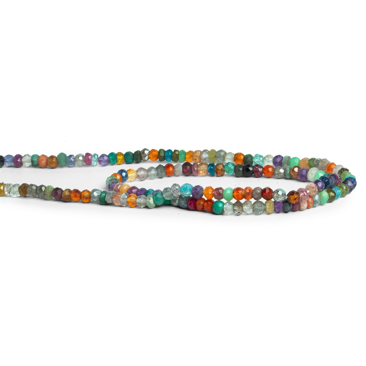 3 - 3.5mm Multi Gemstone Handcut Rondelles 14 inch 155 beads - The Bead Traders
