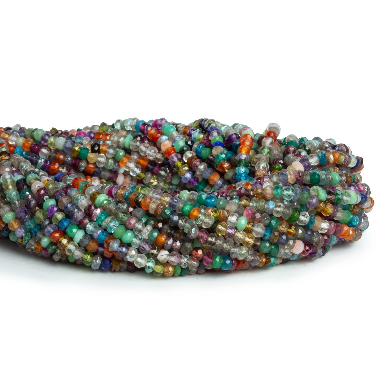 3 - 3.5mm Multi Gemstone Handcut Rondelles 14 inch 155 beads - The Bead Traders