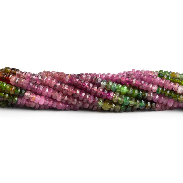 3-3.5mm Multicolor Tourmaline Faceted Rondelles 16 inch 230 beads