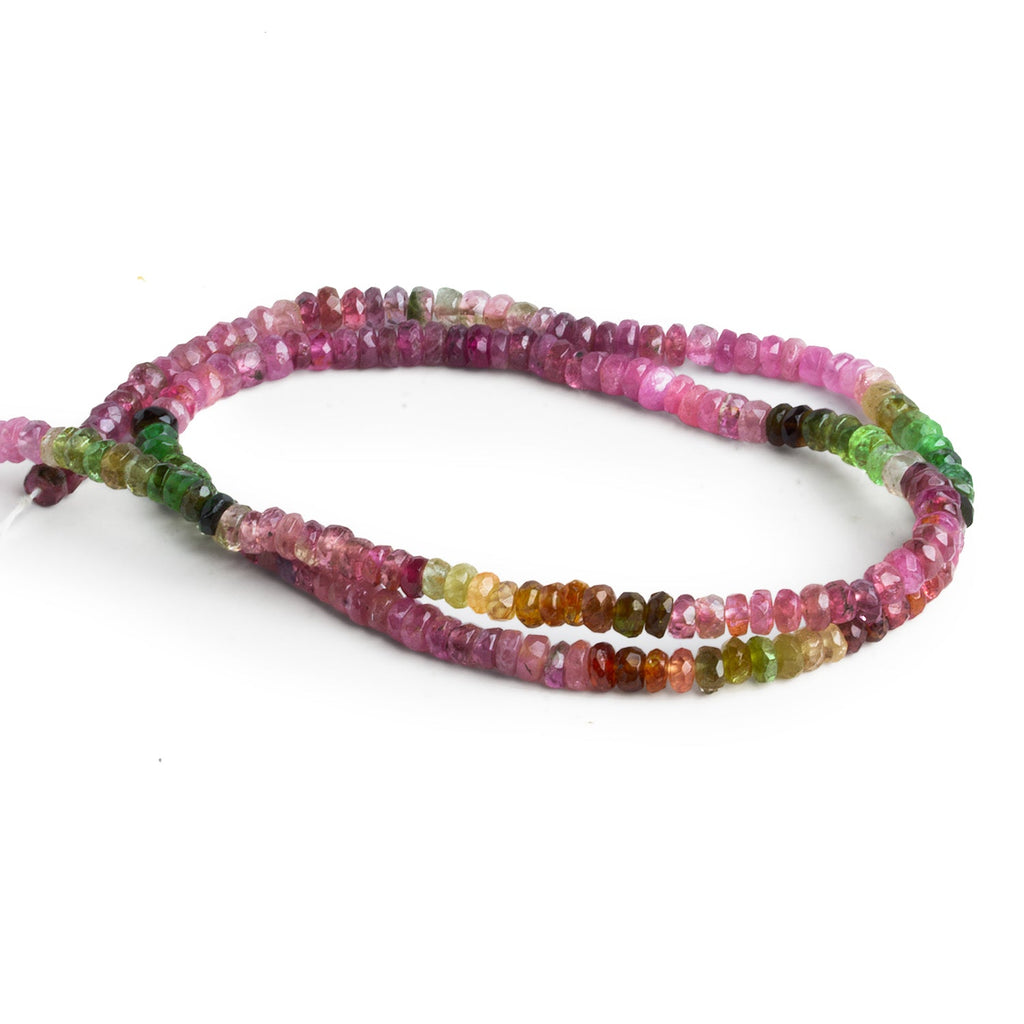 3 - 3.5mm Multicolor Tourmaline Faceted Rondelles 16 inch 230 beads - The Bead Traders