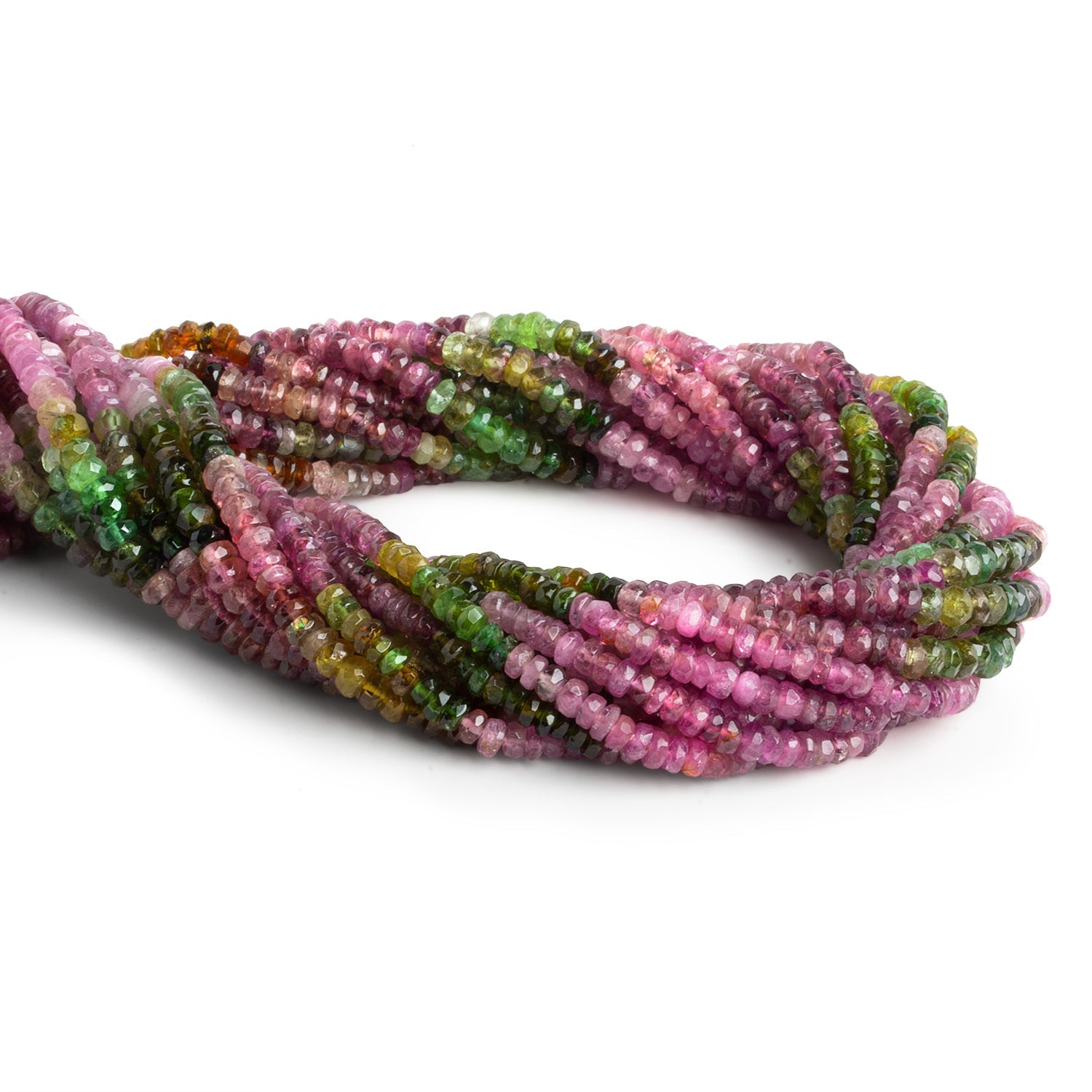 3 - 3.5mm Multicolor Tourmaline Faceted Rondelles 16 inch 230 beads - The Bead Traders