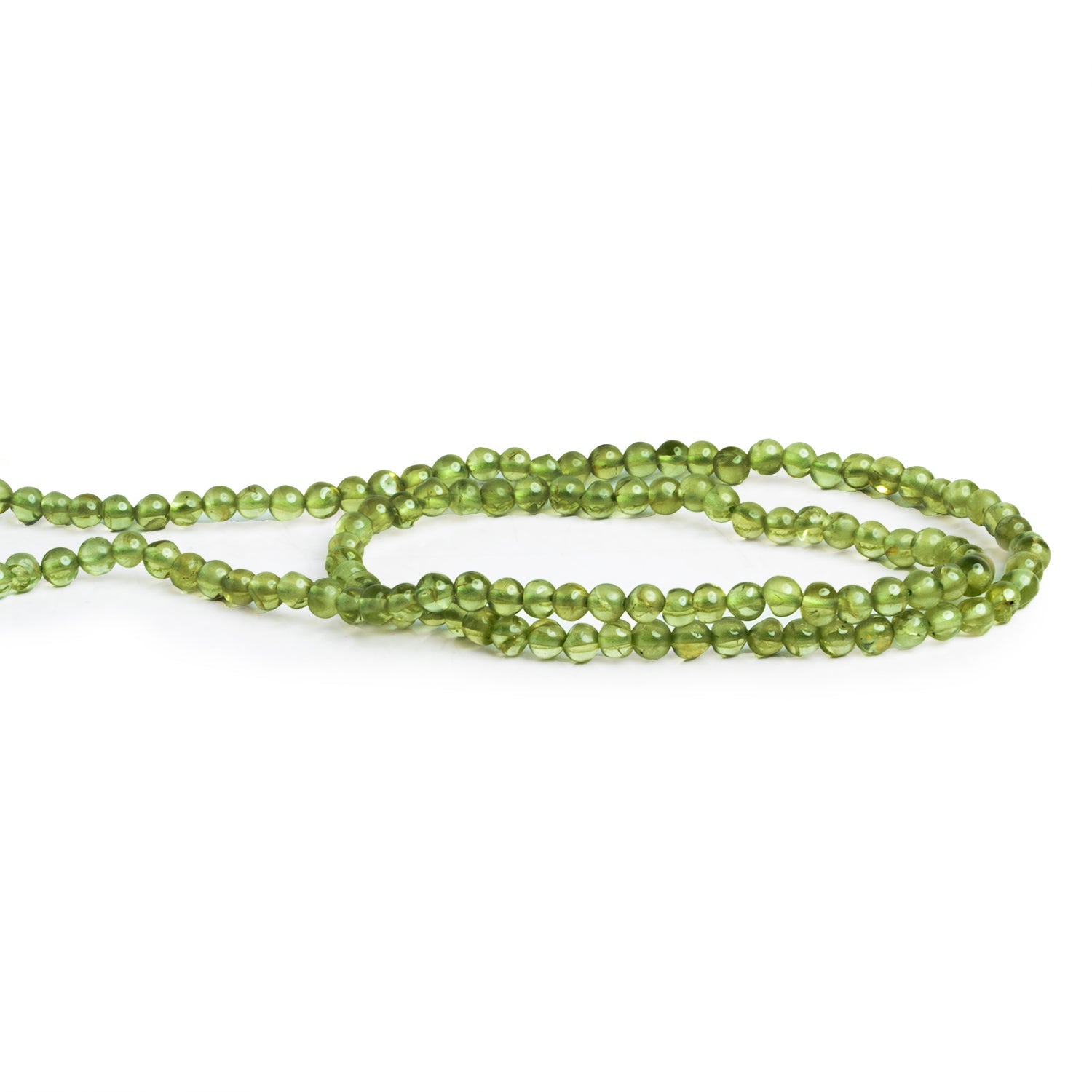 3 - 3.5mm Peridot Handcut Plain Rounds 12 inch 95 beads - The Bead Traders