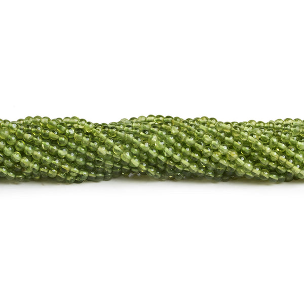 3-3.5mm Peridot Handcut Plain Rounds 12 inch 95 beads