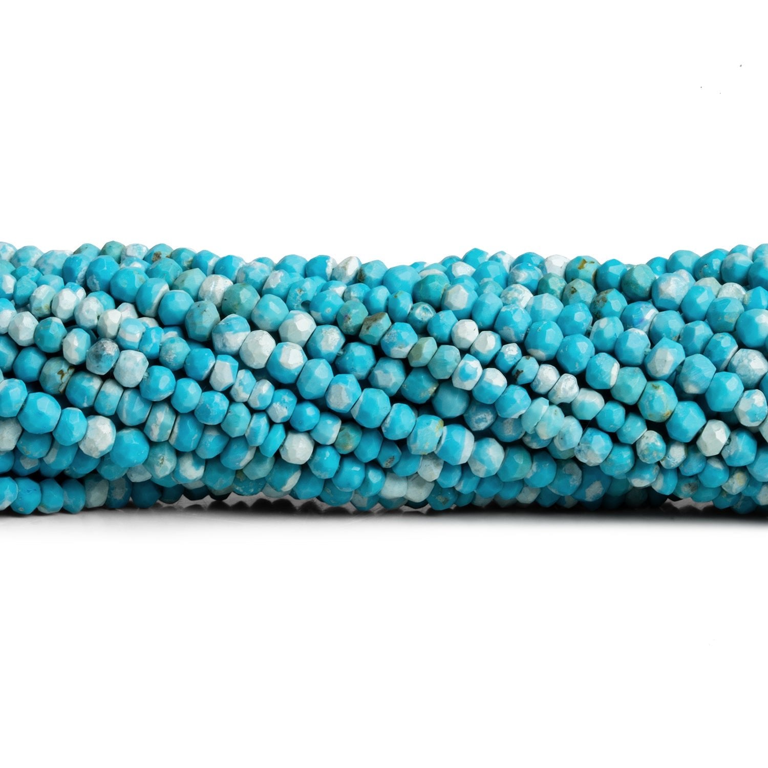 3 - 3.5mm Turquoise Howlite Faceted Rondelles 12 inch 120 beads - The Bead Traders