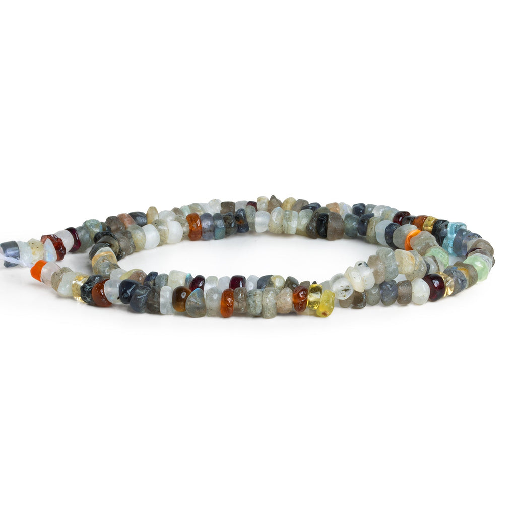 3 - 4.5mm Multi Gemstone Handcut Heishis 12 inch 125 beads - The Bead Traders
