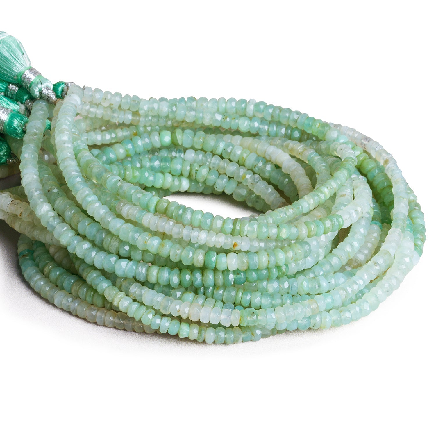 3-4mm Blue Peruvian Opal Faceted Rondelles 16 inch 170 beads - The Bead Traders