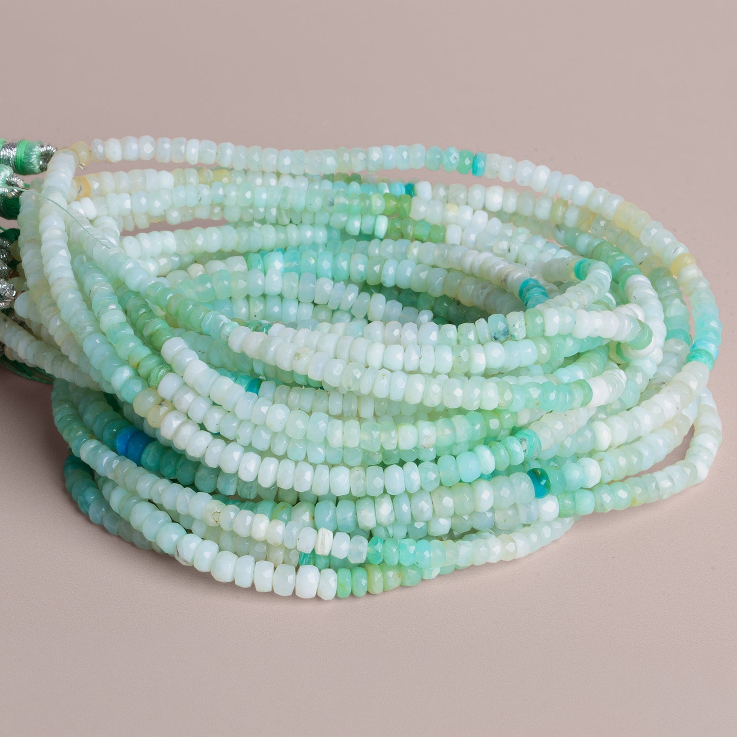 3-4mm Blue Peruvian Opal Faceted Rondelles 16 inch 170 beads - The Bead Traders