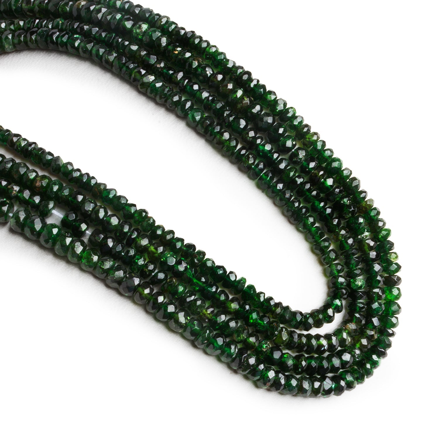 3 - 4mm Chrome Tourmaline Faceted Rondelles 18 inch 220 beads - The Bead Traders