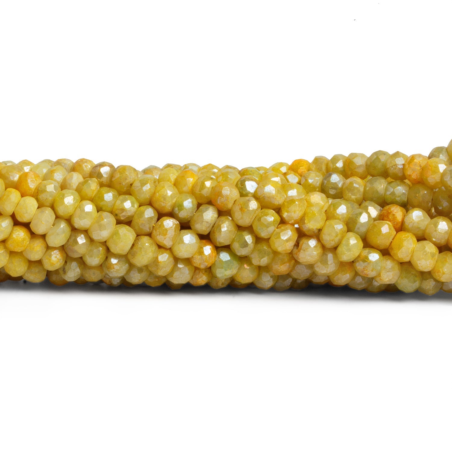 3 - 4mm Mystic Yellow Sapphire Faceted Rondelles 16 inch 140 beads - The Bead Traders