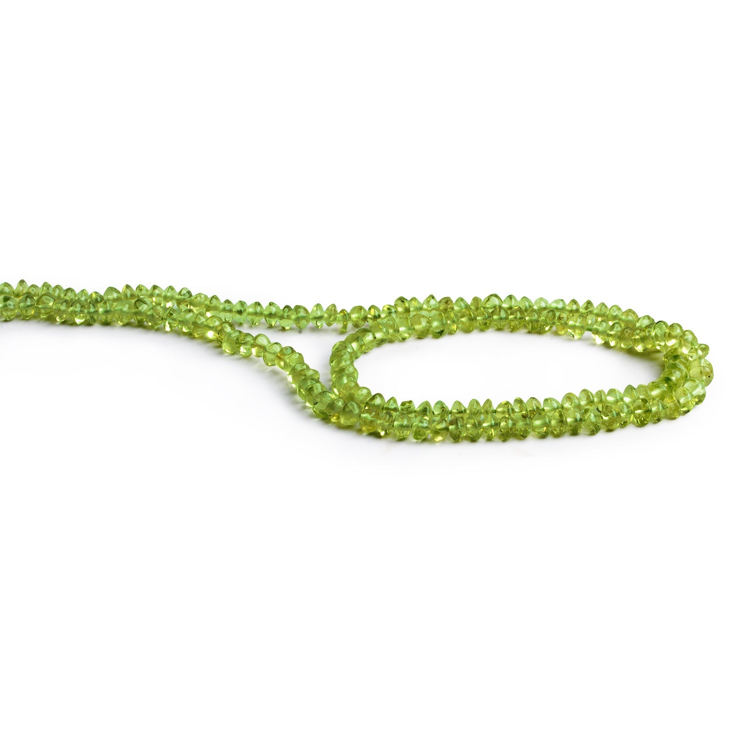3 - 4mm Peridot Handcut Rondelles 14 inch 135 beads - The Bead Traders