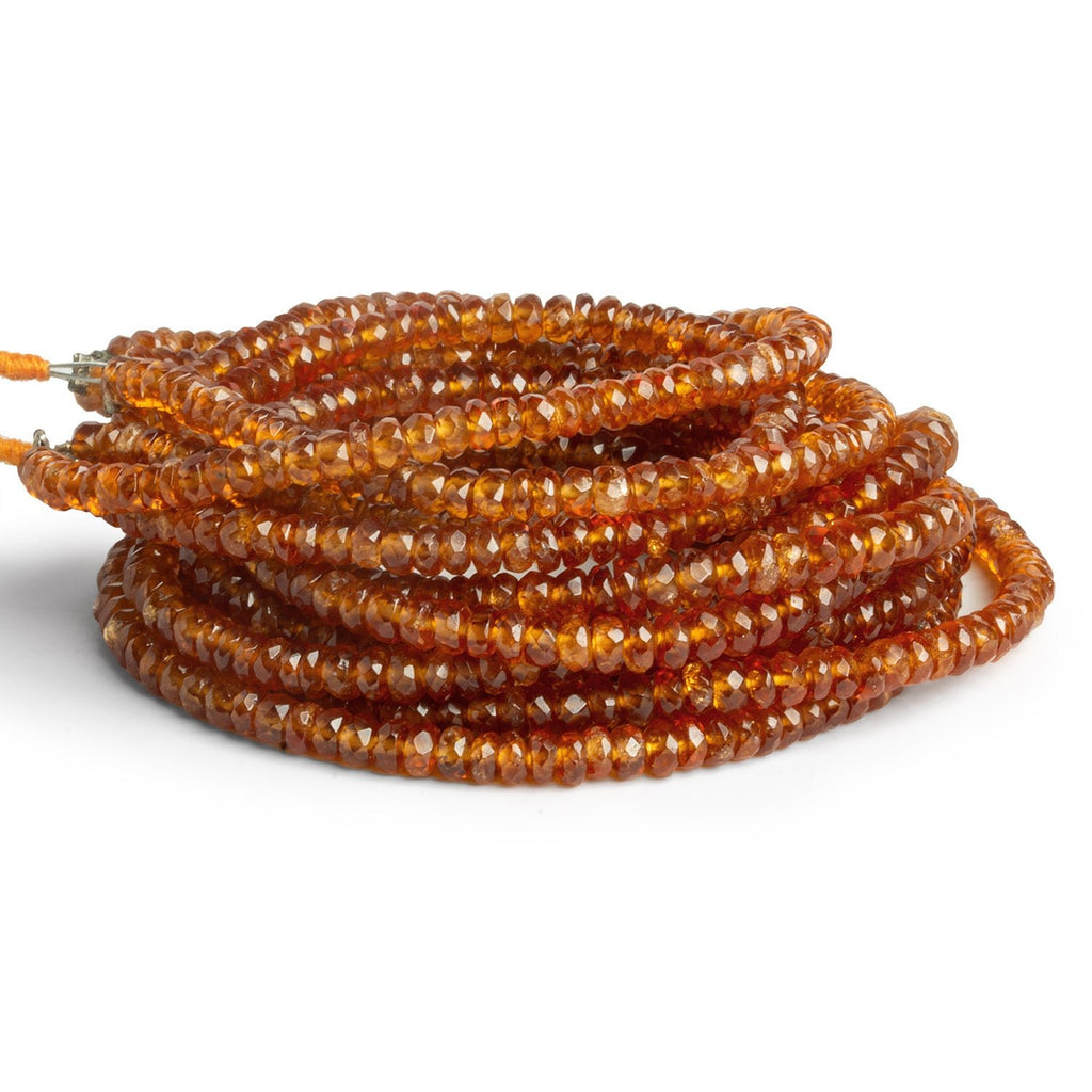 3 - 4mm Spessartite Garnet Faceted Rondelles 16 inch 200 beads - The Bead Traders