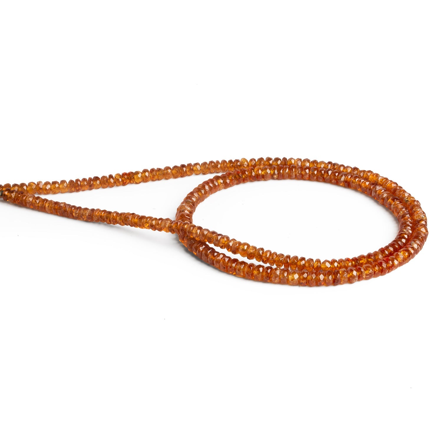 3 - 4mm Spessartite Garnet Faceted Rondelles 16 inch 200 beads - The Bead Traders