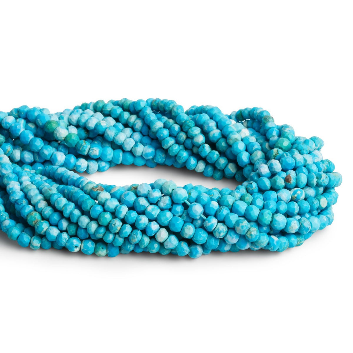 3-4mm Turquoise Howlite Faceted Rondelles 12 inch 98 beads - The Bead Traders