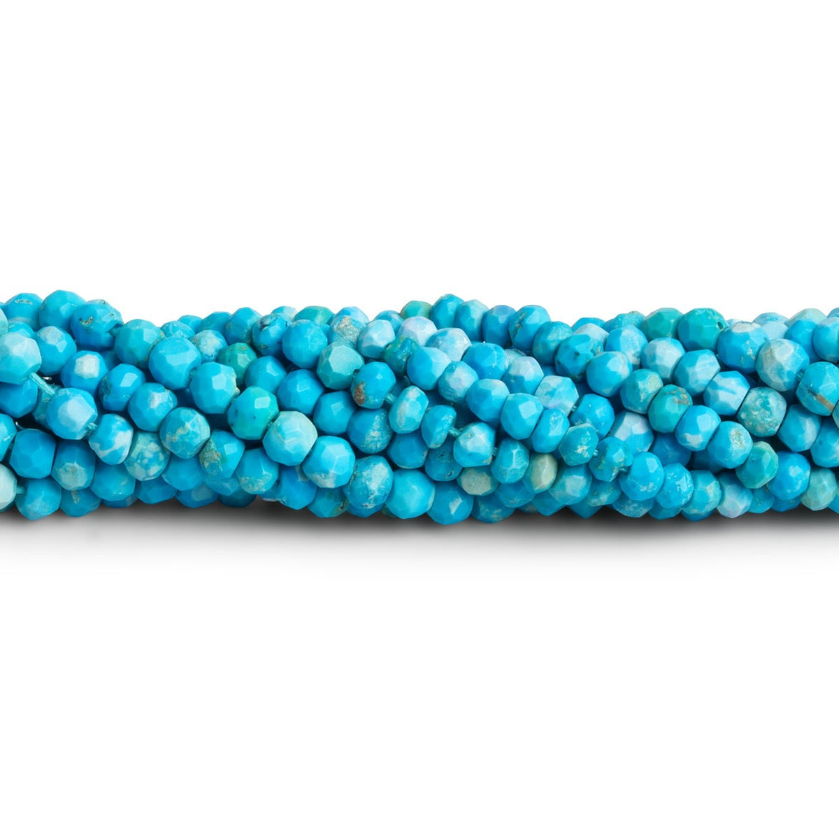 3-4mm Turquoise Howlite Faceted Rondelles 12 inch 98 beads - The Bead Traders