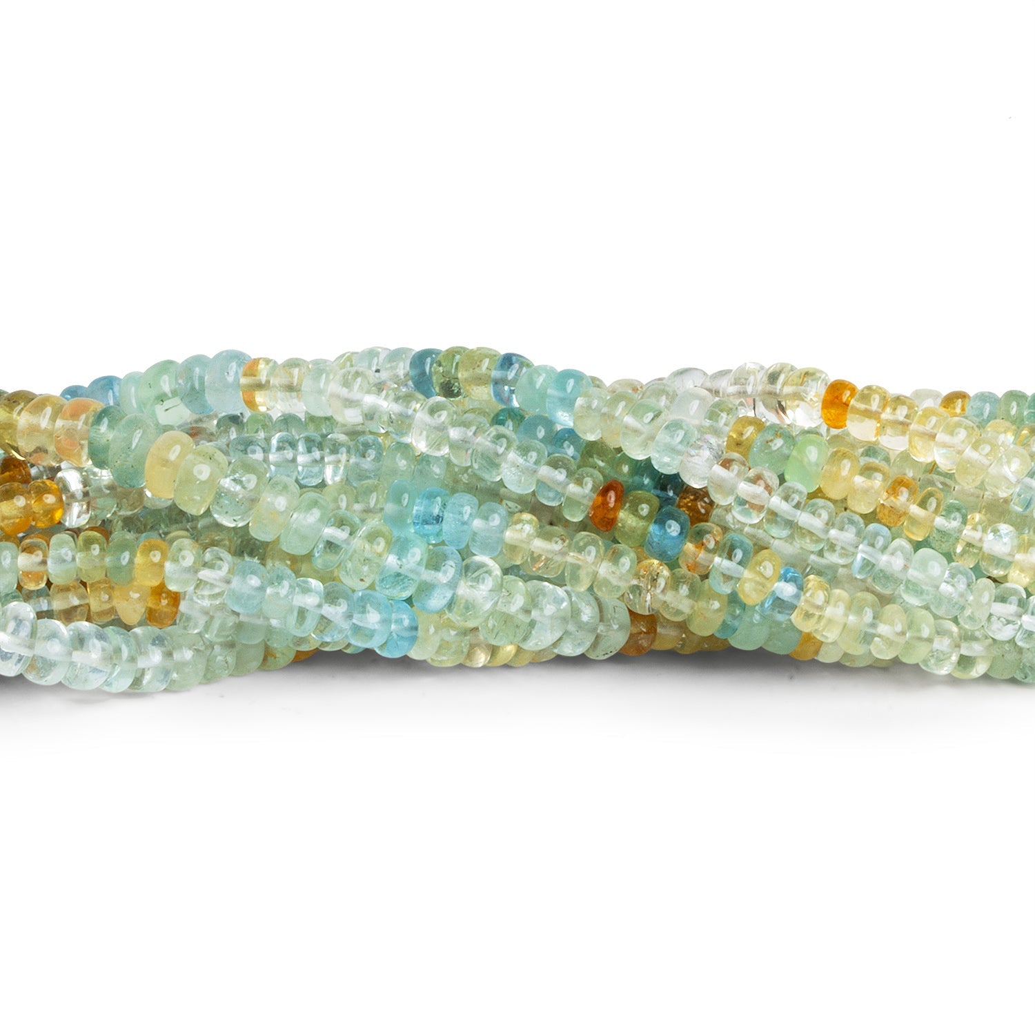 3 - 5mm Multi Beryl Plain Rondelles 16 inch 135 beads - The Bead Traders