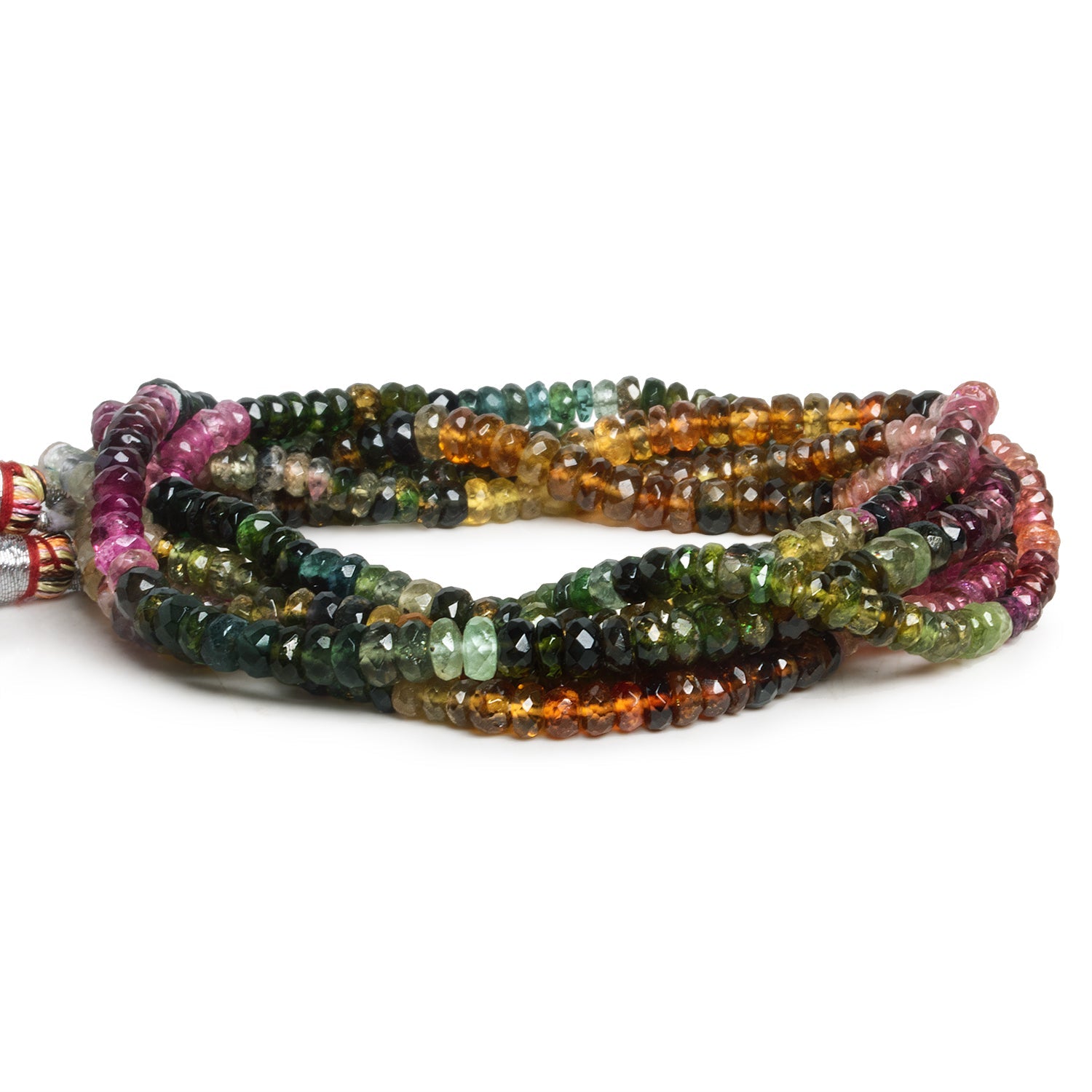3 - 5mm Multicolor Tourmaline Faceted Rounds 15 inch 150 beads - The Bead Traders