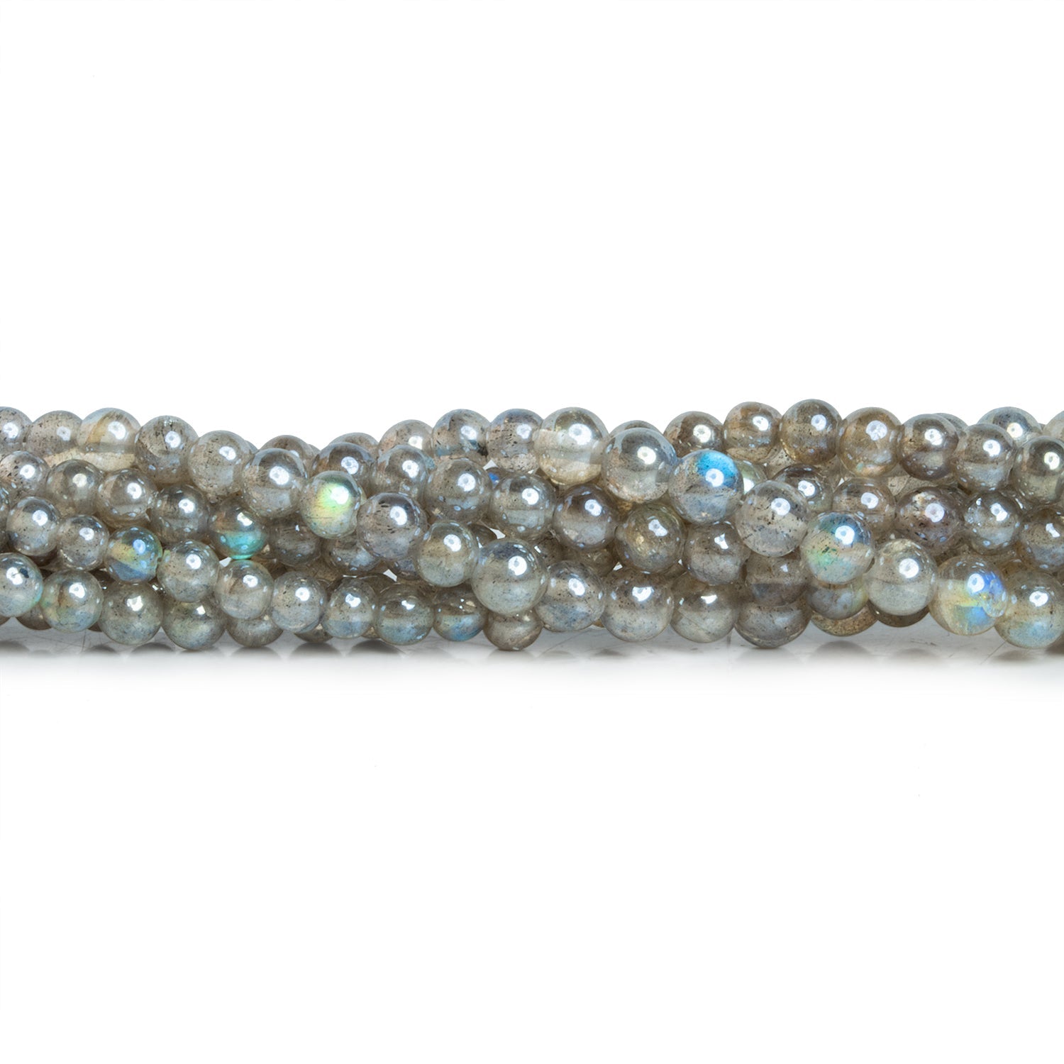 3 - 5mm Mystic Labradorite Plain Rounds 16 inch 115 beads - The Bead Traders