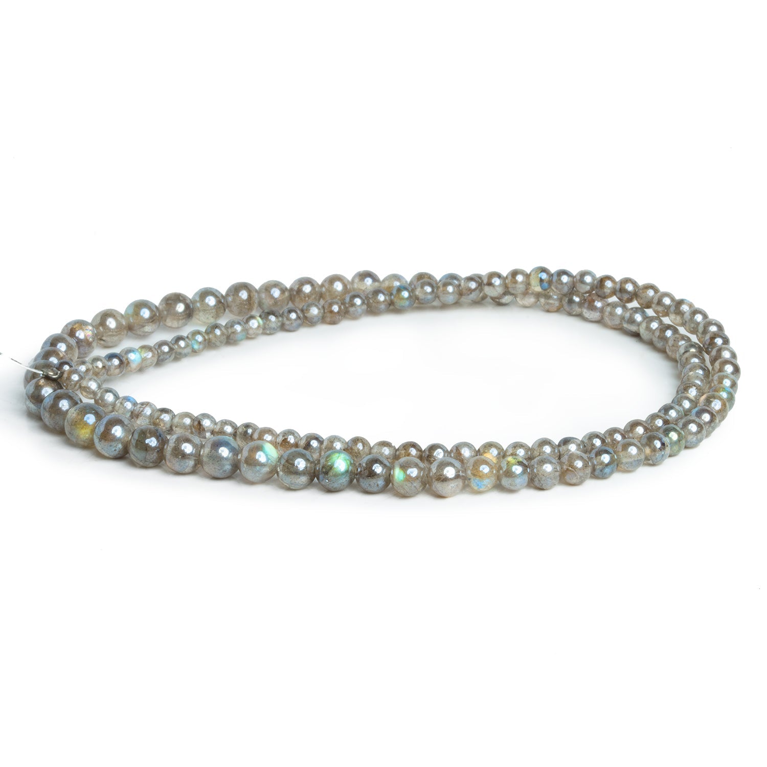 3 - 5mm Mystic Labradorite Plain Rounds 16 inch 115 beads - The Bead Traders