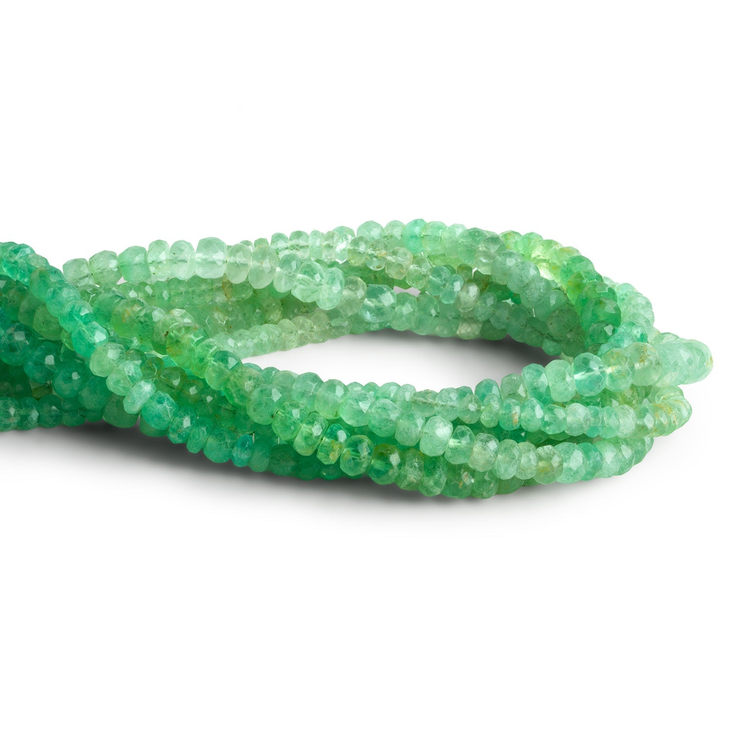 3-6mm Mint Green Fluorite Faceted Rondelles 14 inch 105 beads - The Bead Traders