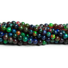 3-7mm Black Ethiopian Opal Plain Rounds 16 inch 87 beads - The Bead Traders